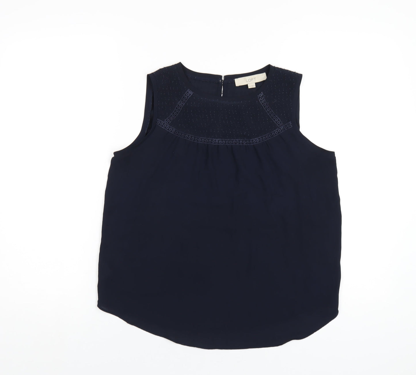 LOFT Womens Blue Polyester Basic Tank Size XS Round Neck