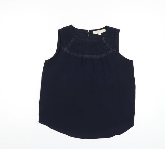 LOFT Womens Blue Polyester Basic Tank Size XS Round Neck