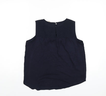 LOFT Womens Blue Polyester Basic Tank Size XS Round Neck