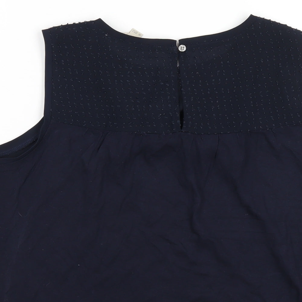 LOFT Womens Blue Polyester Basic Tank Size XS Round Neck