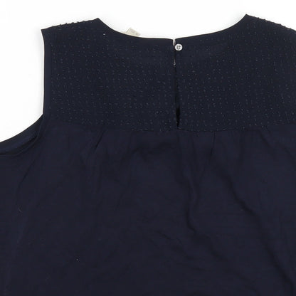 LOFT Womens Blue Polyester Basic Tank Size XS Round Neck