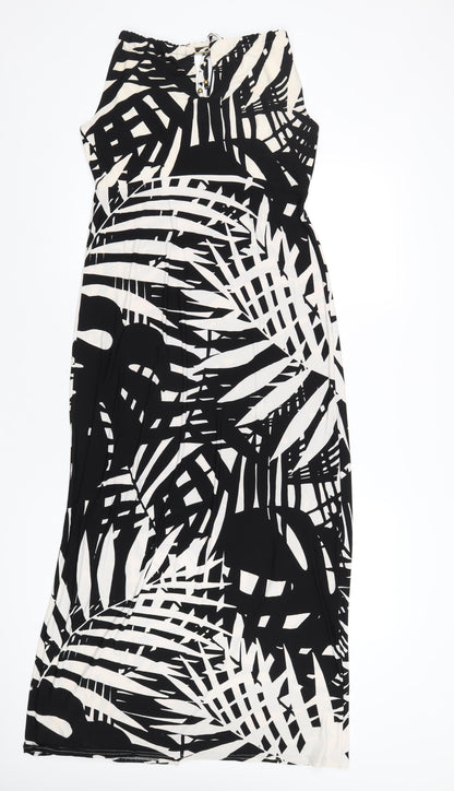 Kaleidoscope Womens Black Geometric Polyester A-Line Size 12 Round Neck Pullover