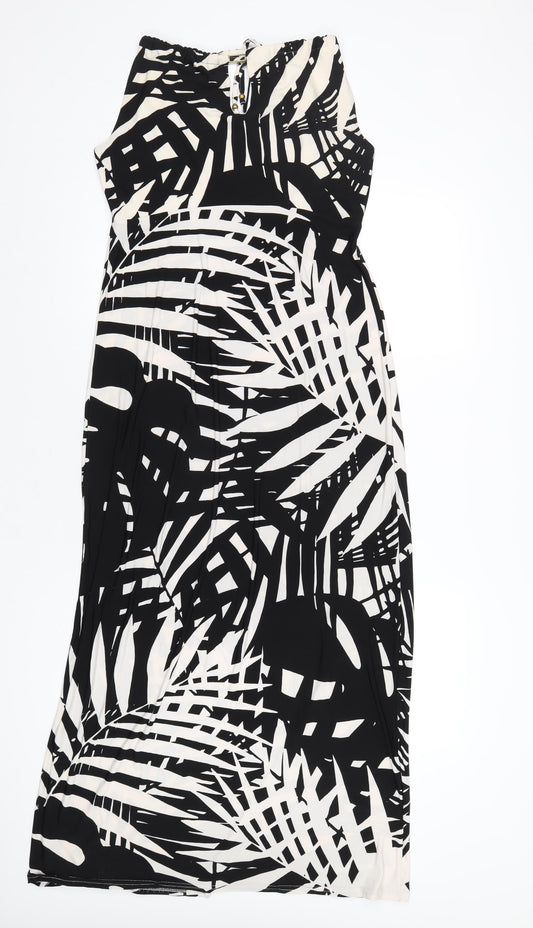 Kaleidoscope Womens Black Geometric Polyester A-Line Size 12 Round Neck Pullover
