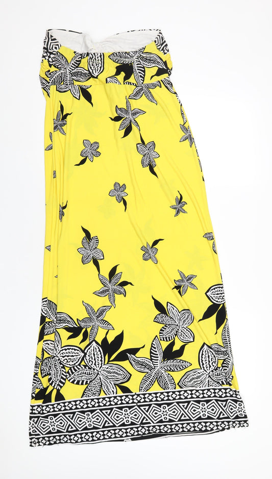 Kaleidoscope Womens Yellow Geometric Polyester A-Line Size 12 Square Neck Pullover