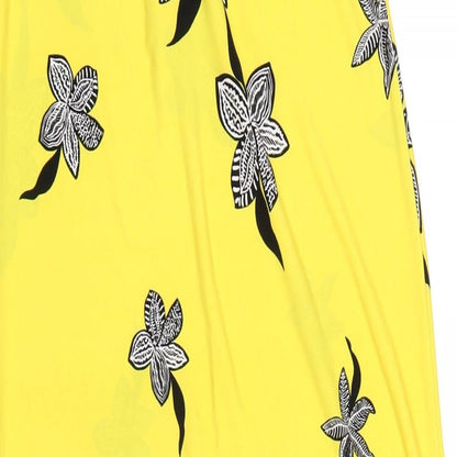 Kaleidoscope Womens Yellow Geometric Polyester A-Line Size 12 Square Neck Pullover