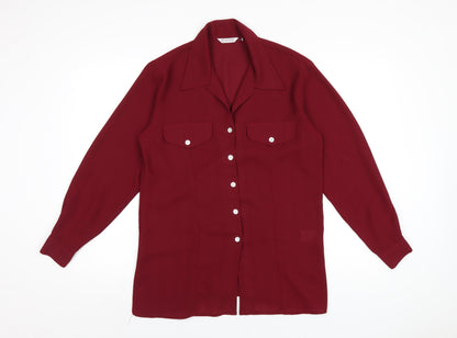 Chandelle Womens Red Polyester Basic Button-Up Size 12 Collared