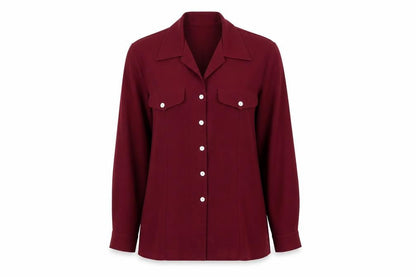 Chandelle Womens Red Polyester Basic Button-Up Size 12 Collared