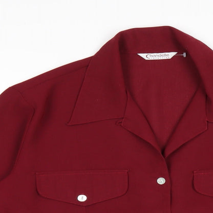 Chandelle Womens Red Polyester Basic Button-Up Size 12 Collared