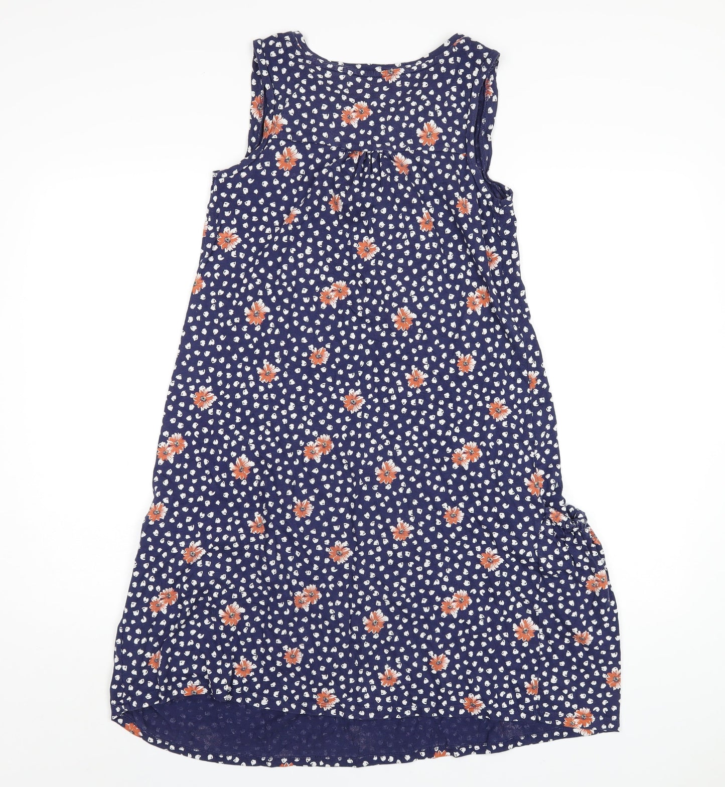 NEXT Womens Blue Geometric Cotton A-Line Size 8 V-Neck Pullover