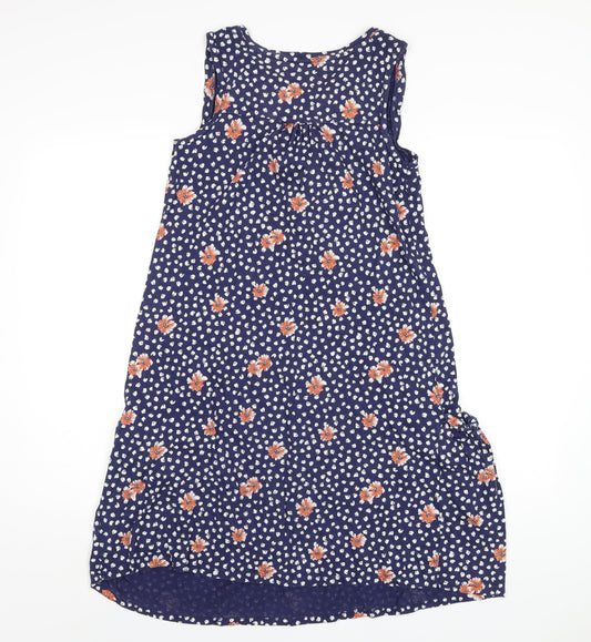 NEXT Womens Blue Geometric Cotton A-Line Size 8 V-Neck Pullover