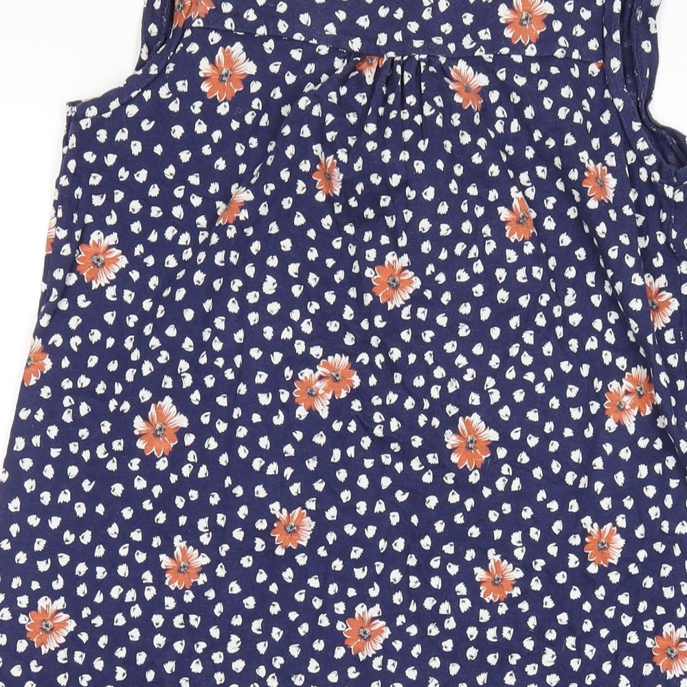 NEXT Womens Blue Geometric Cotton A-Line Size 8 V-Neck Pullover