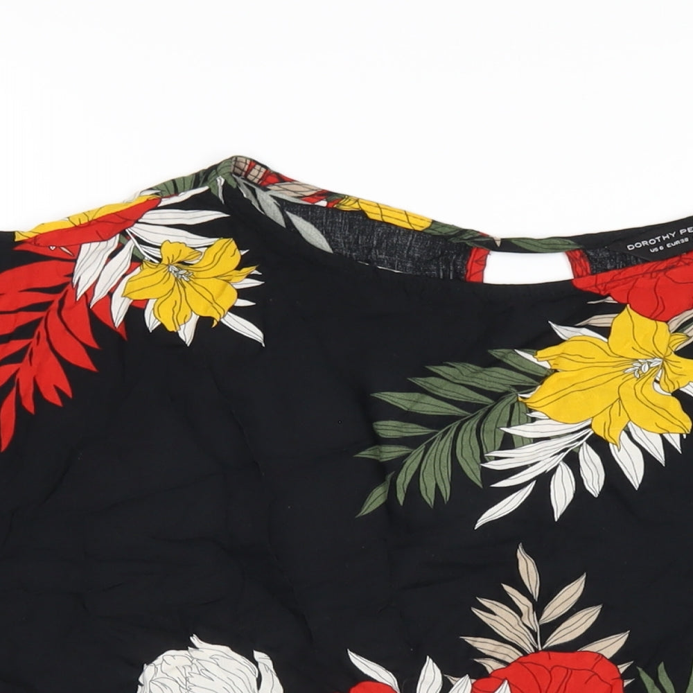 Womens UK Size 10 Dorothy Perkins Black Basic T-Shirt