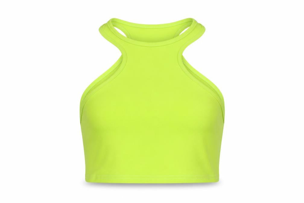 Womens UK Size 14 PRETTYLITTLETHING Green Cropped Tank