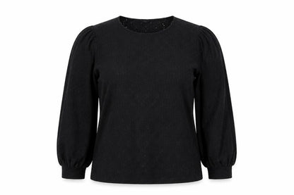 M&Co Womens Black Polyester Basic T-Shirt Size 16 Round Neck
