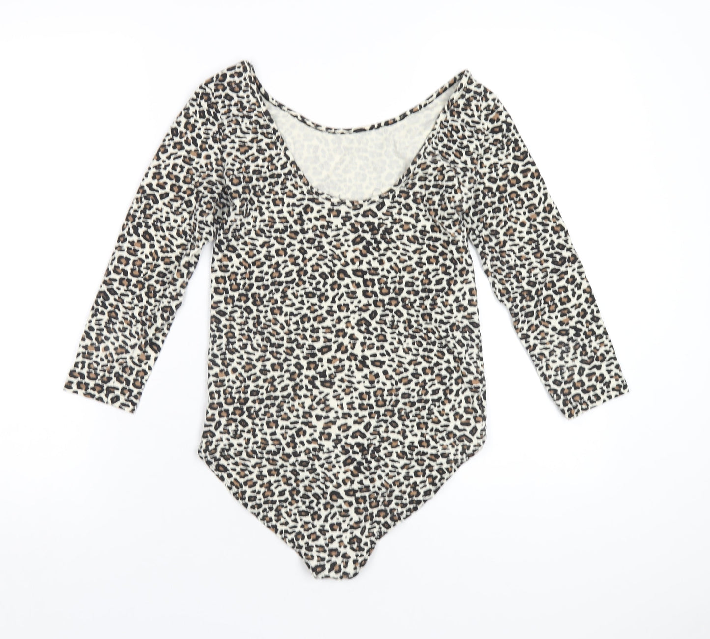 Which One Womens Beige Animal Print Vinyl Bodysuit One-Piece Size M Snap