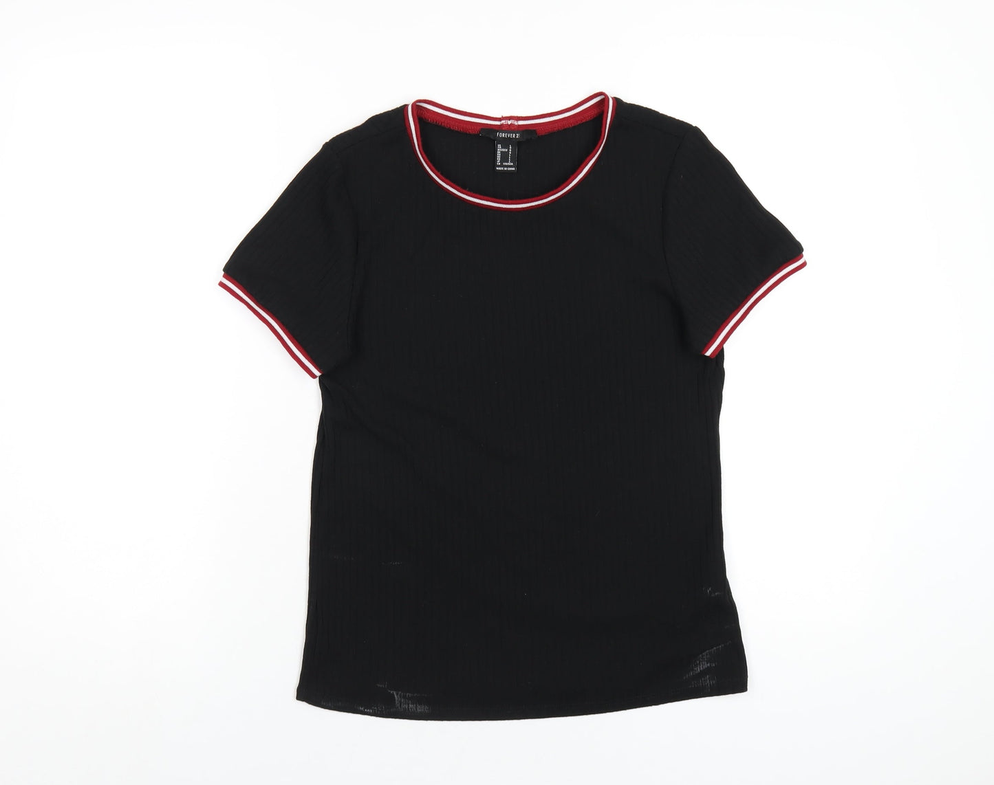 Womens UK Size L FOREVER 21 Black Basic T-Shirt