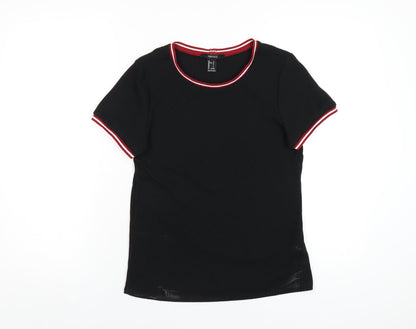 Womens UK Size L FOREVER 21 Black Basic T-Shirt