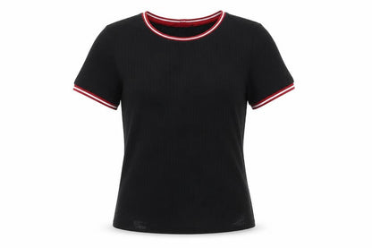 Forever 21 Womens Black Polyester Basic T-Shirt Size L Round Neck