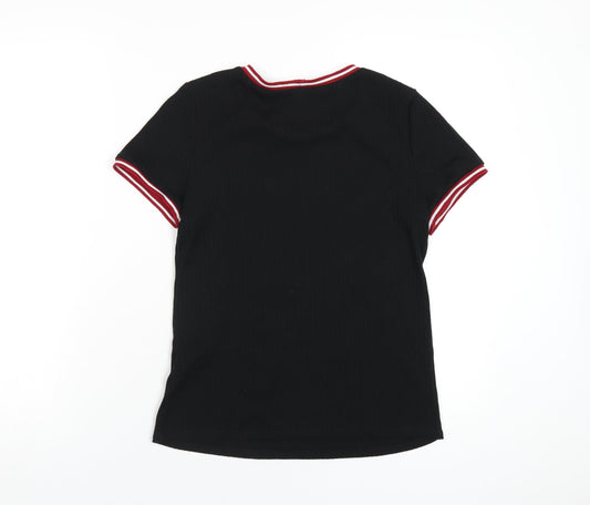 Womens UK Size L FOREVER 21 Black Basic T-Shirt