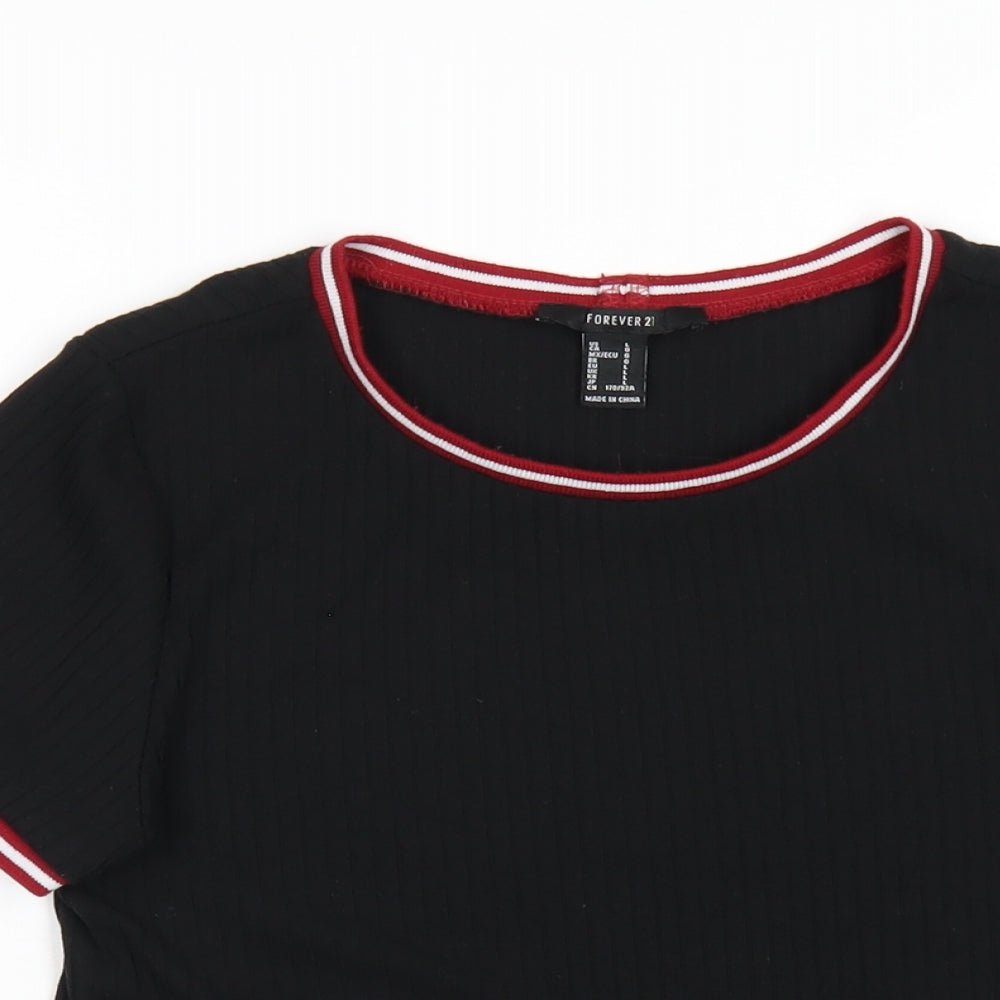 Womens UK Size L FOREVER 21 Black Basic T-Shirt