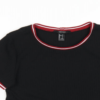 Womens UK Size L FOREVER 21 Black Basic T-Shirt