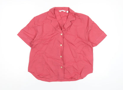 Womens UK Size S Uniqlo Pink Basic Button-Up