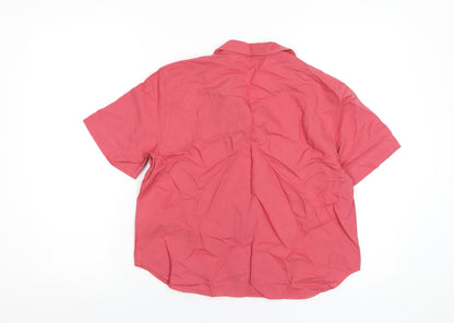 Womens UK Size S Uniqlo Pink Basic Button-Up