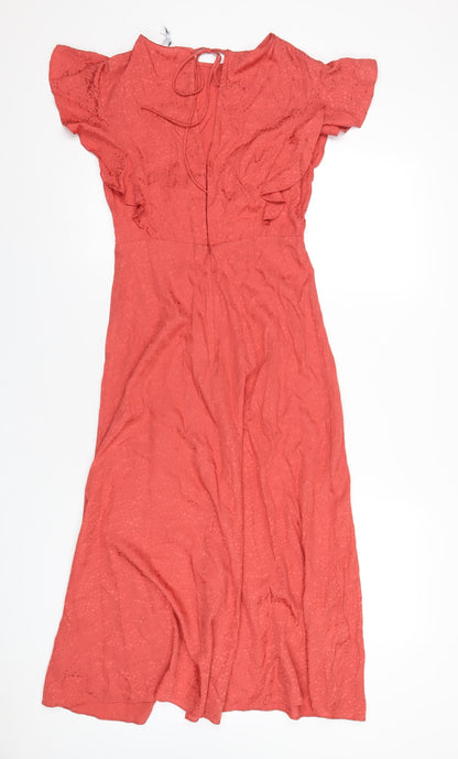 Mango Womens Orange Viscose A-Line Size XS Round Neck Zip