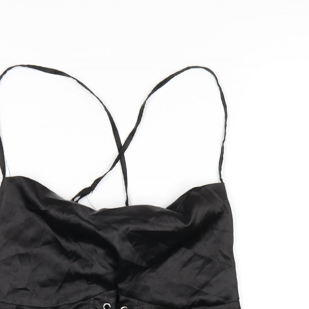 Womens UK Size 12 PRETTYLITTLETHING Black Camisole T-Shirt