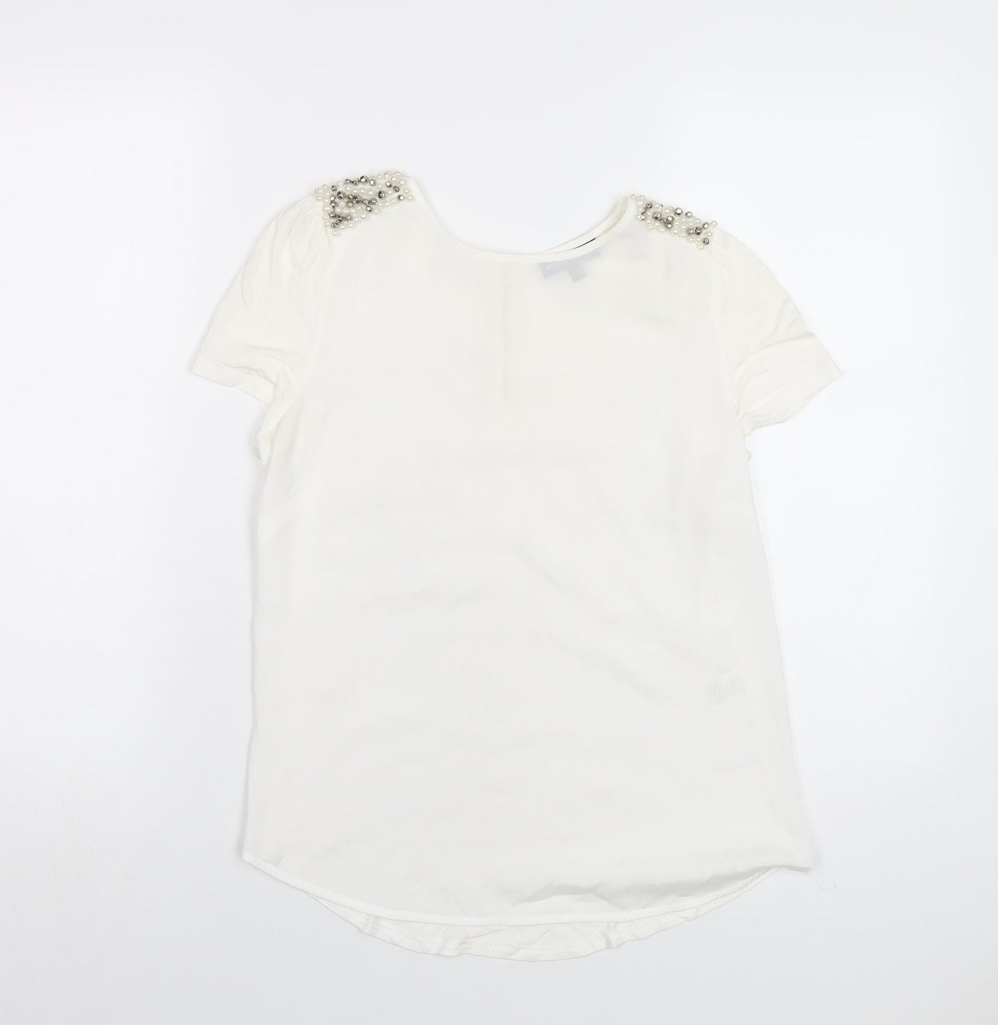 Womens UK Size 12 Warehouse Ivory Basic T-Shirt