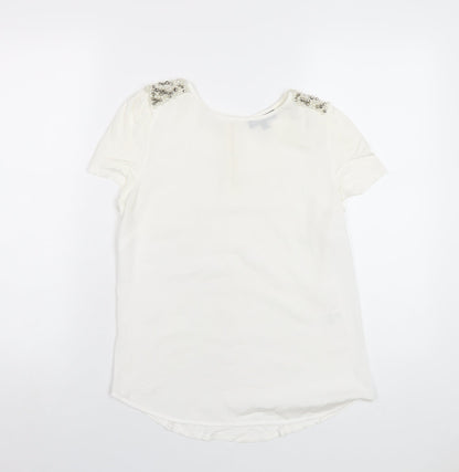 Womens UK Size 12 Warehouse Ivory Basic T-Shirt