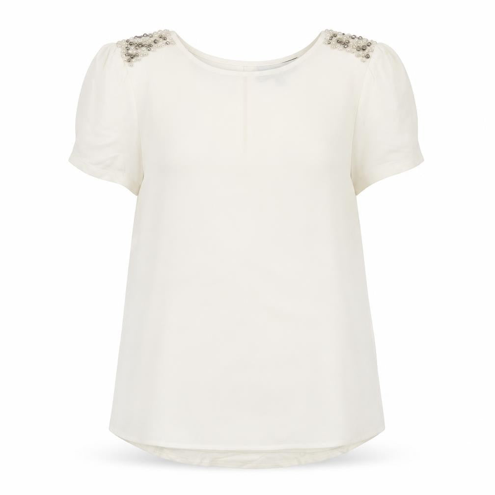 Womens UK Size 12 Warehouse Ivory Basic T-Shirt