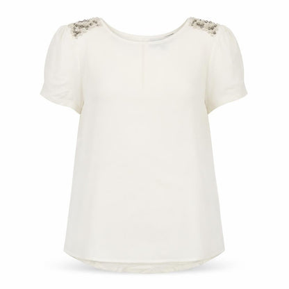 Womens UK Size 12 Warehouse Ivory Basic T-Shirt
