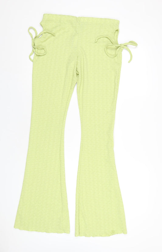 PRETTYLITTLETHING Womens Green Polyester Trousers Size 14 L35 in Regular
