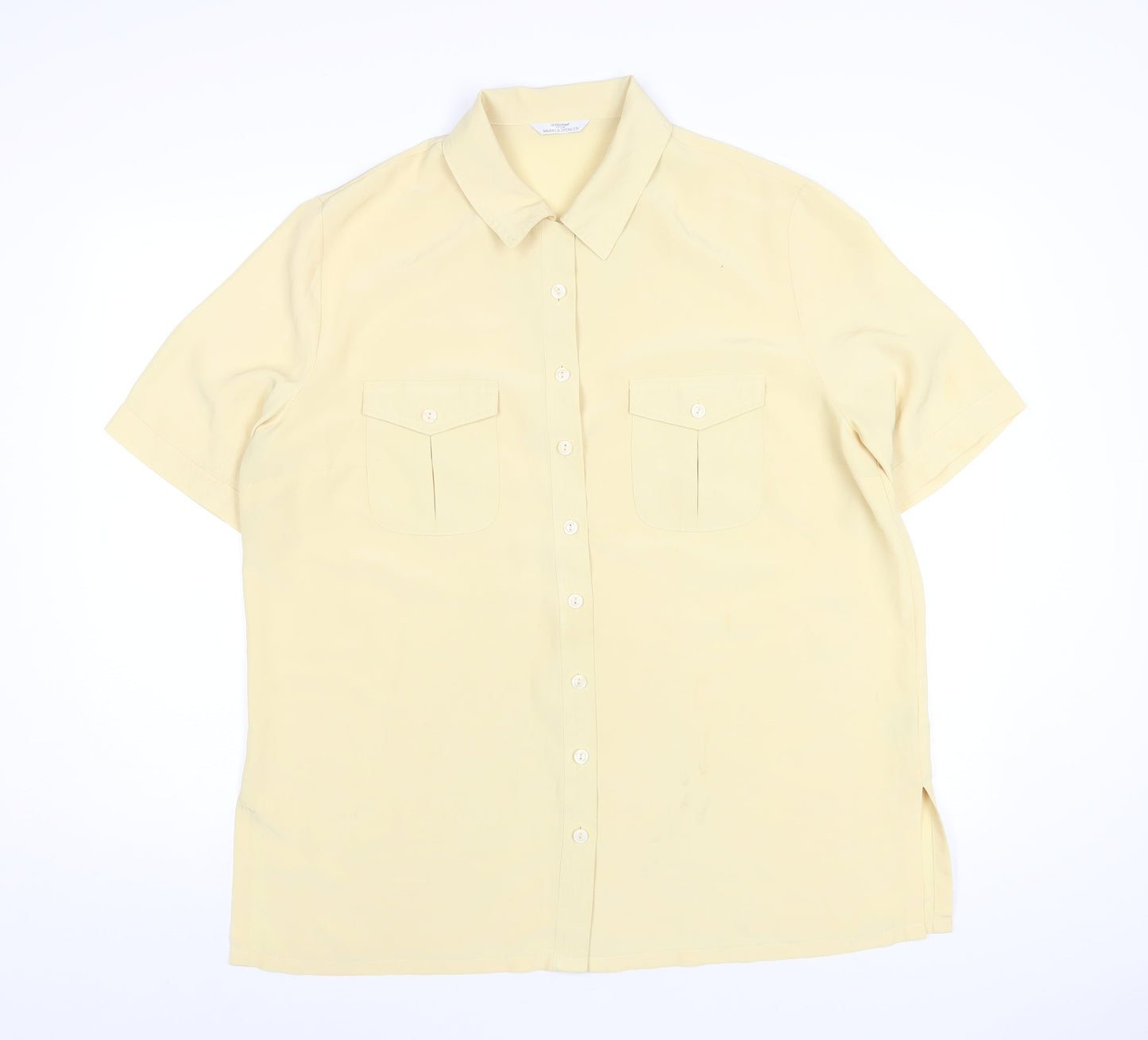 Womens UK Size 18 Marks and Spencer Yellow Basic Button-Up
