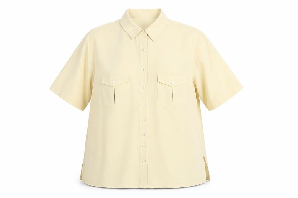 Marks & Spencer Womens Yellow Polyester Basic Button-Up Size 18 Collared