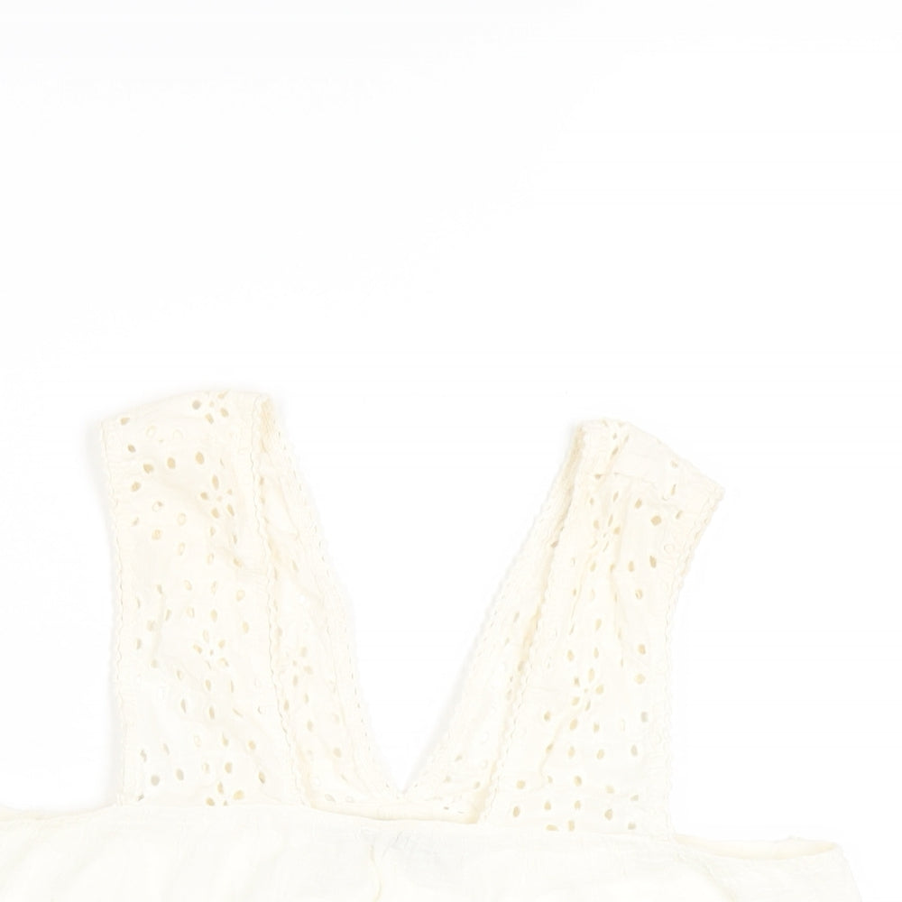 Womens UK Size S Zara Ivory Basic Tank