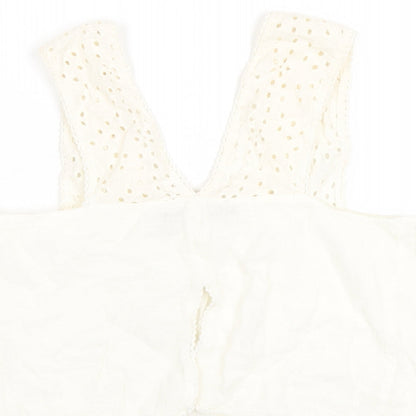 Womens UK Size S Zara Ivory Basic Tank