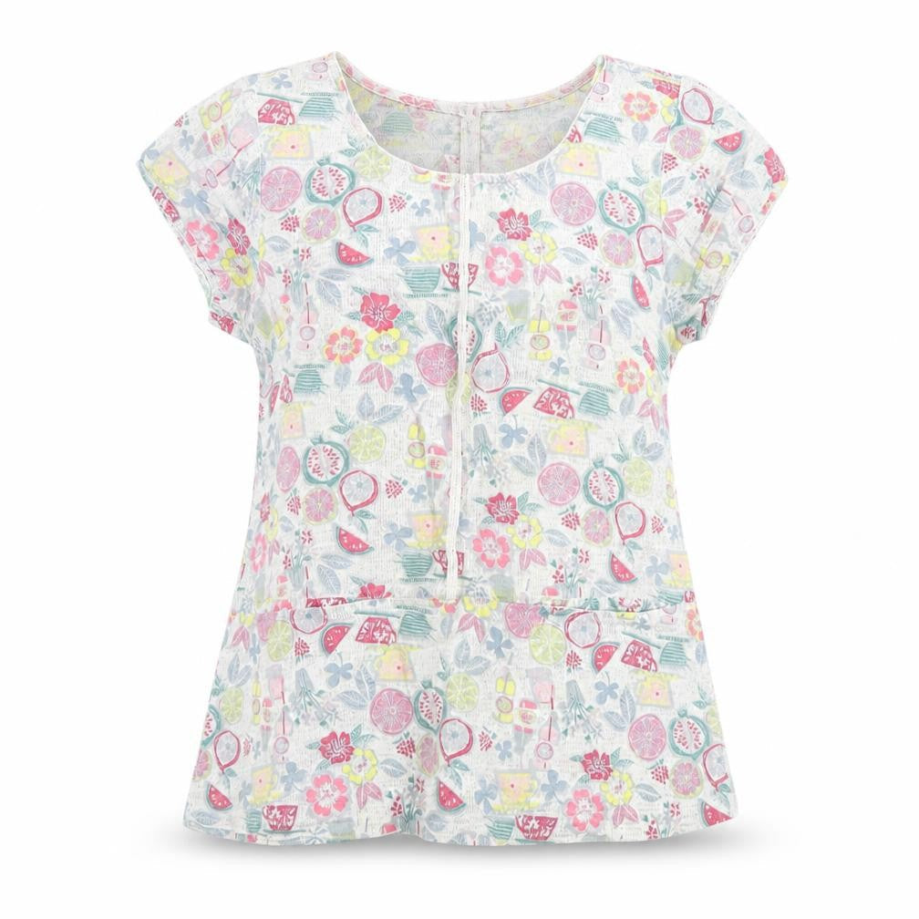 Mistral Womens Multicoloured Geometric Cotton Basic T-Shirt Size 12 Round Neck