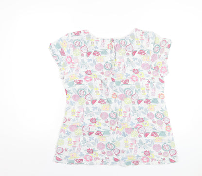 Mistral Womens Multicoloured Geometric Cotton Basic T-Shirt Size 12 Round Neck