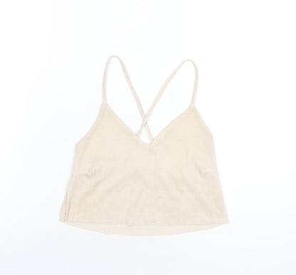 Womens UK Size 6 PRETTYLITTLETHING Beige Camisole T-Shirt