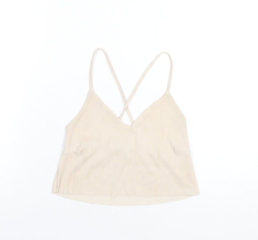 Womens UK Size 6 PRETTYLITTLETHING Beige Camisole T-Shirt