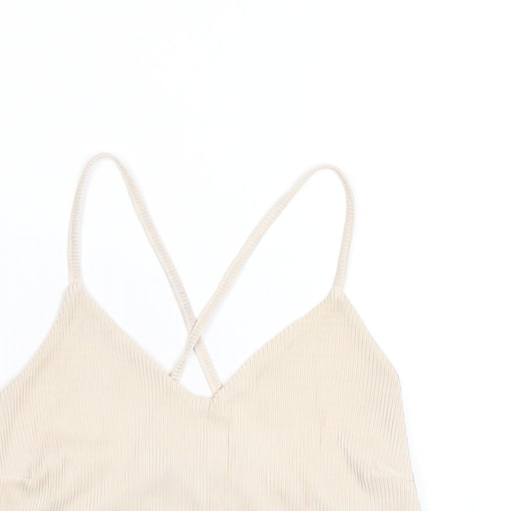 Womens UK Size 6 PRETTYLITTLETHING Beige Camisole T-Shirt