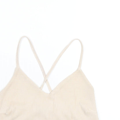 Womens UK Size 6 PRETTYLITTLETHING Beige Camisole T-Shirt