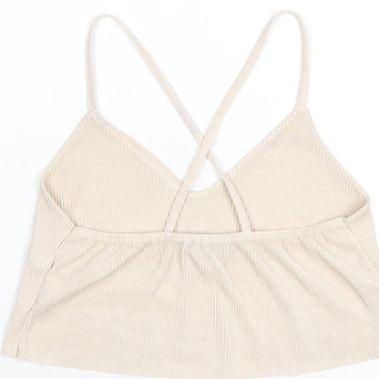 Womens UK Size 6 PRETTYLITTLETHING Beige Camisole T-Shirt