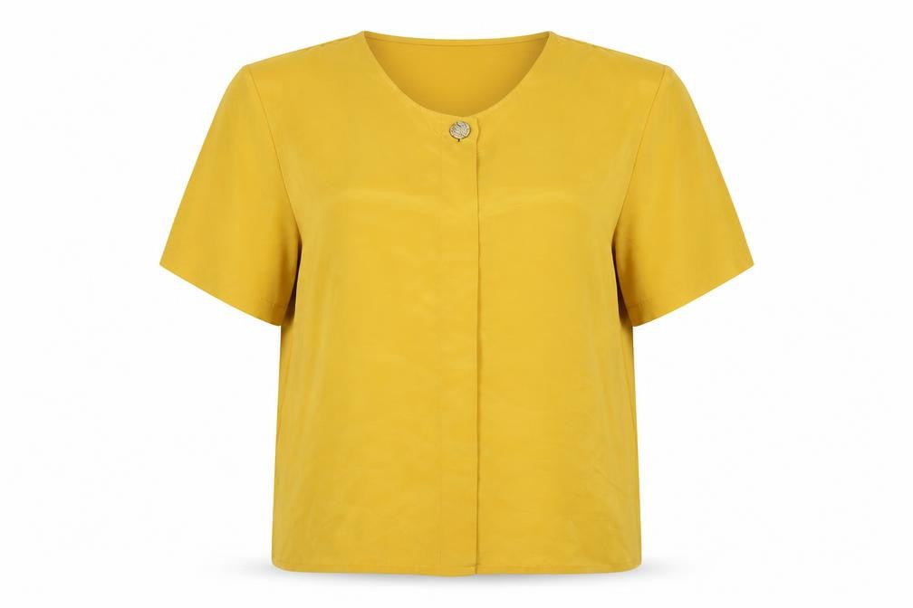 Womens UK Size 14 Classic Yellow Basic T-Shirt