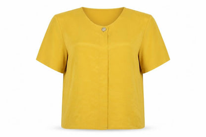 Womens UK Size 14 Classic Yellow Basic T-Shirt