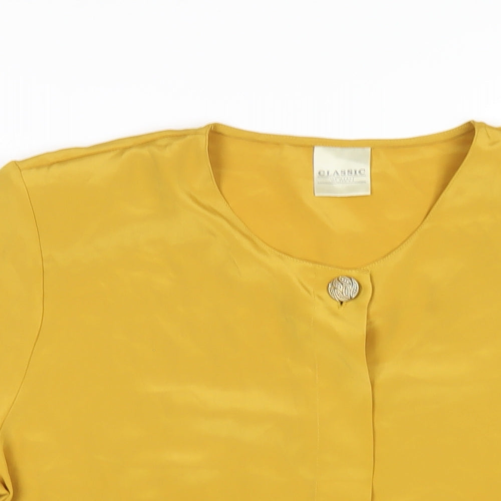 Womens UK Size 14 Classic Yellow Basic T-Shirt