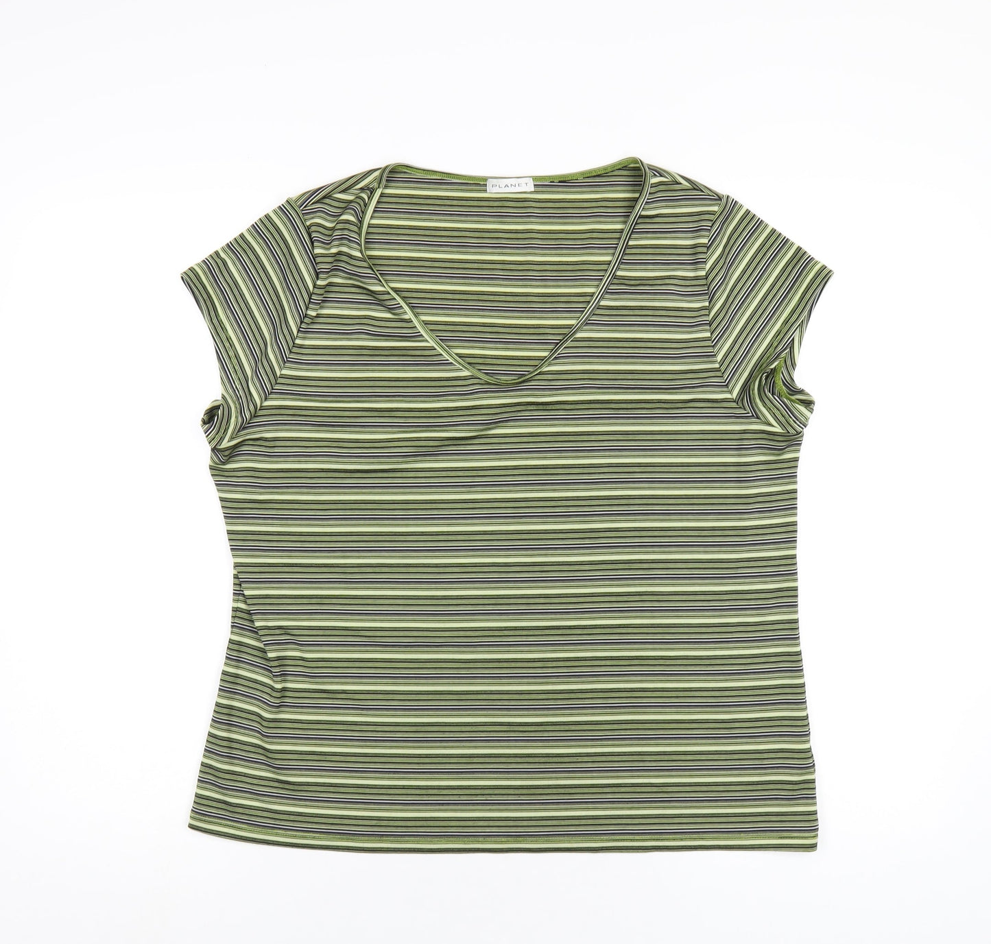 Womens UK Size XL Planet Green Basic T-Shirt