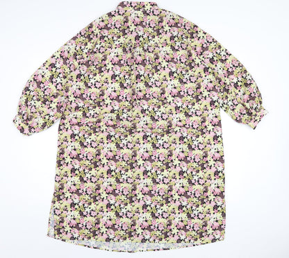 Selected Femme Womens Multicoloured Floral Polyester A-Line Size 8 Round Neck Button